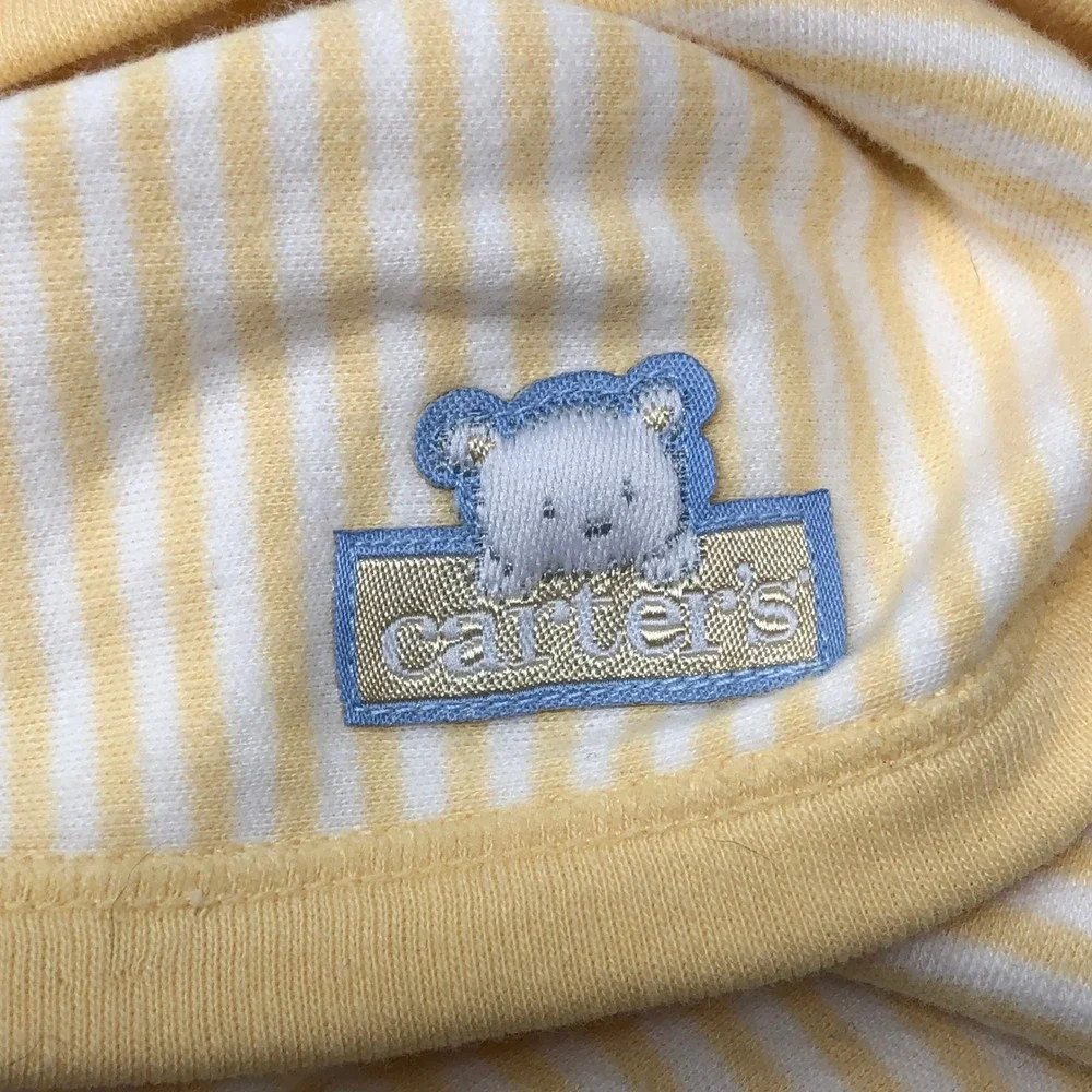 Carter's Baby Blanket Bear Lamb Duck Puppy‎ Yellow Striped Reversible NWT - read